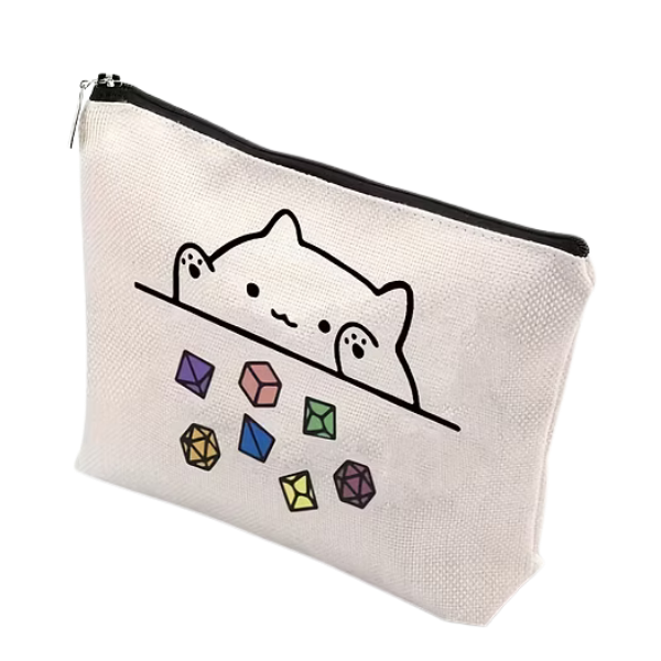 Whimsical Cat Dice Zipper Pouch